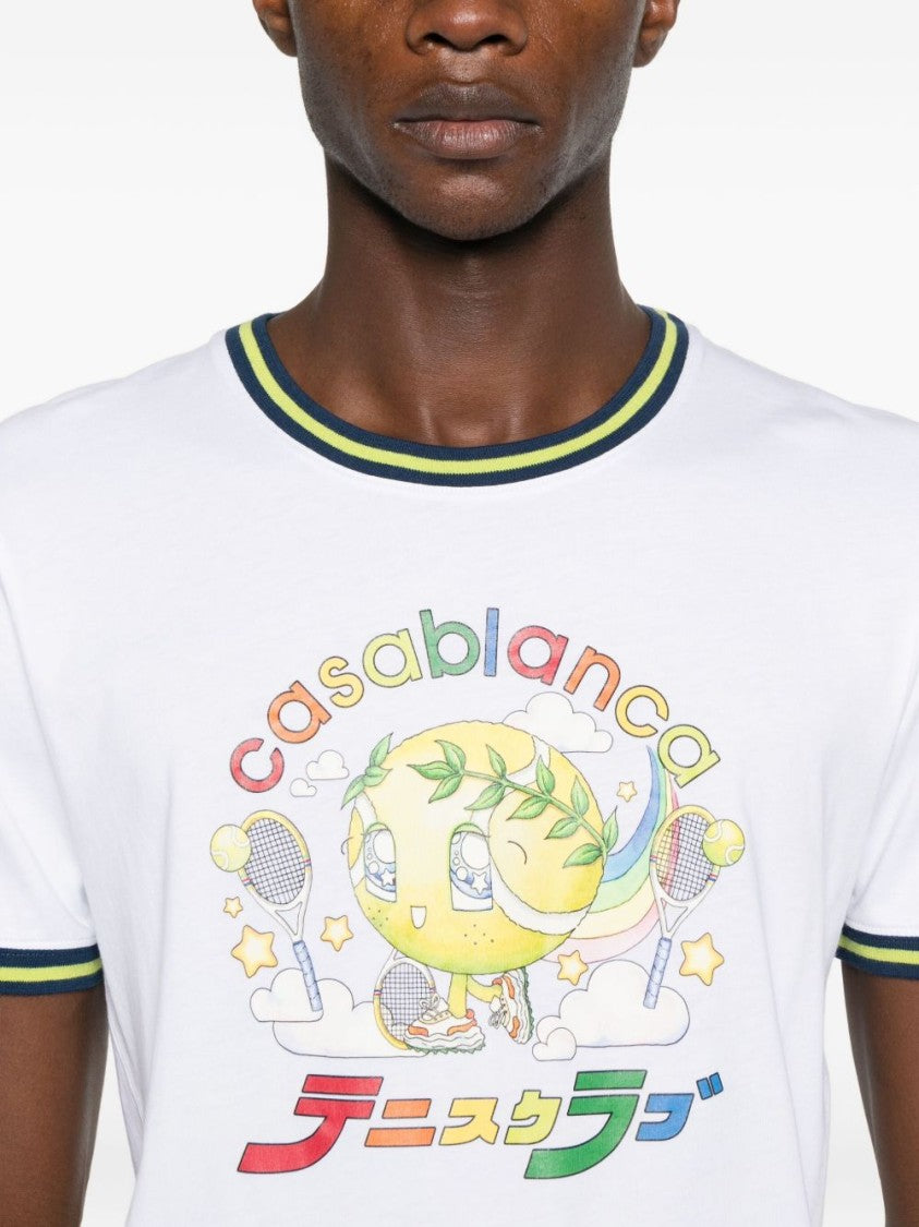 Casablanca Short-Sleeve Graphic T-Shirt With Contrast Trim