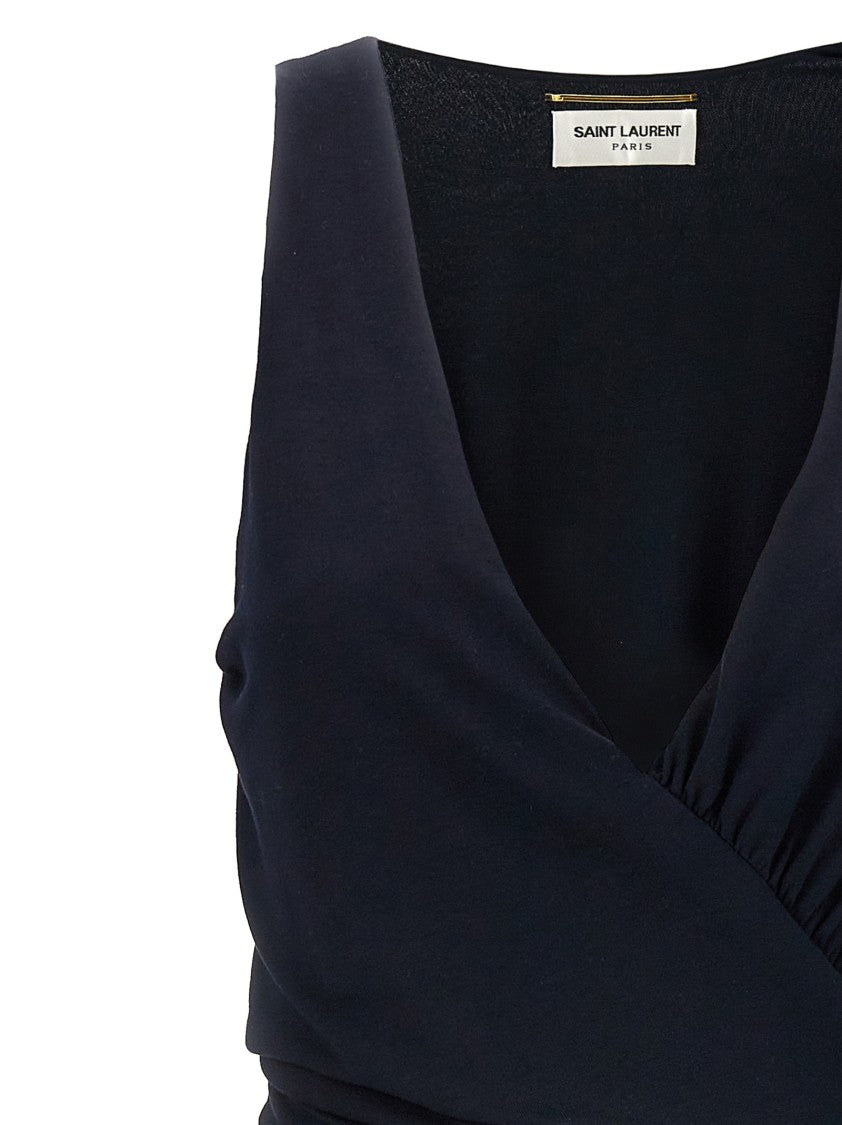 Saint Laurent Sleeveless Midi Jersey Dress