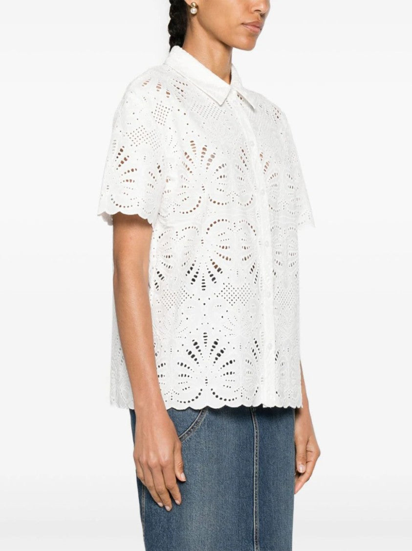 Self-Portrait Broderie-Anglaise Cotton Shirt