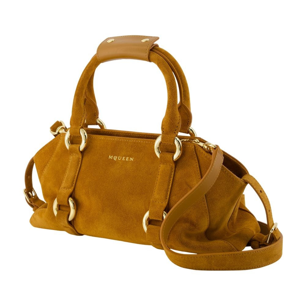 Alexander Mcqueen Structured Brown Calfskin Mini Purse With Clean Lines
