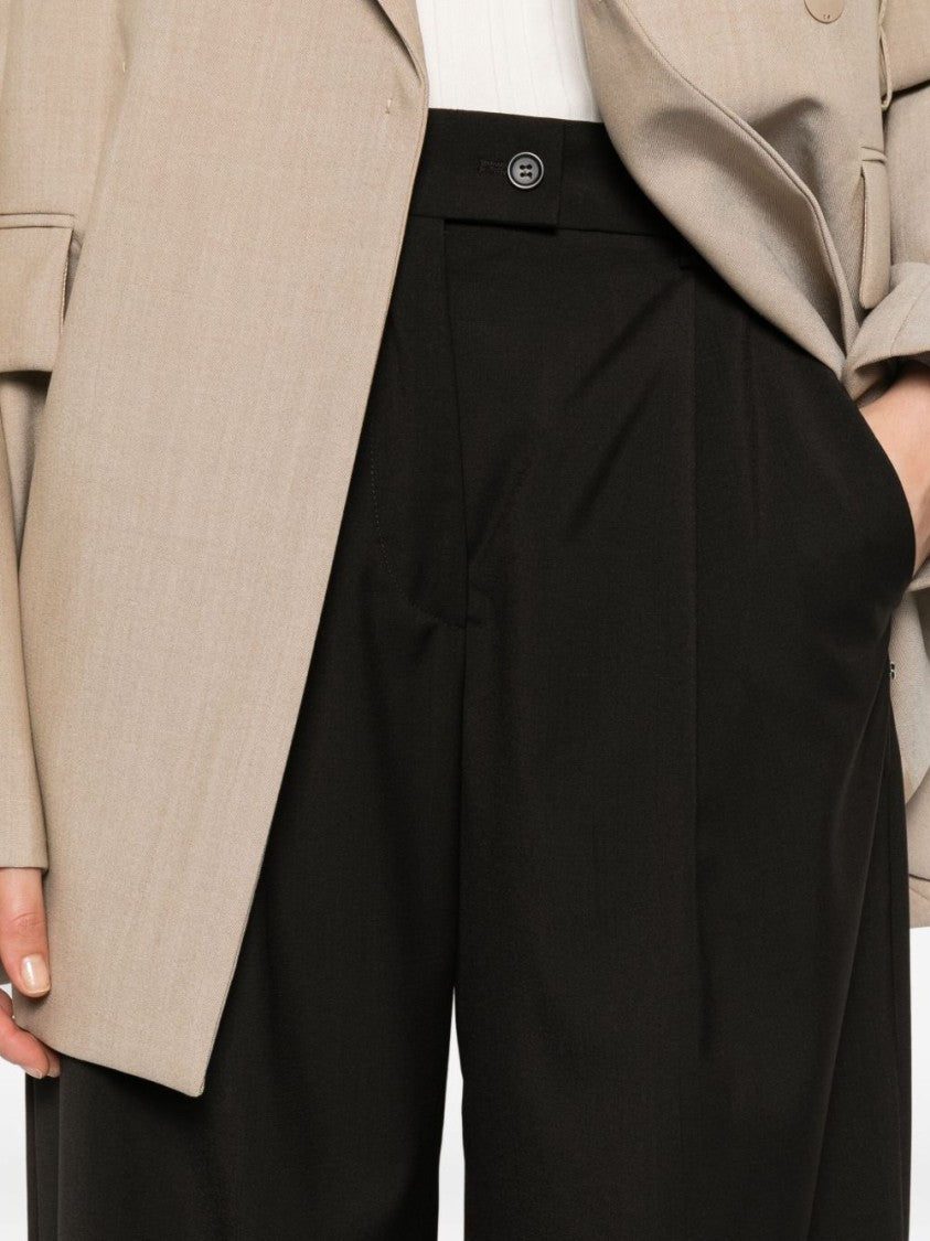 Sportmax High-Waisted Wide-Leg Trousers With Pleated Front