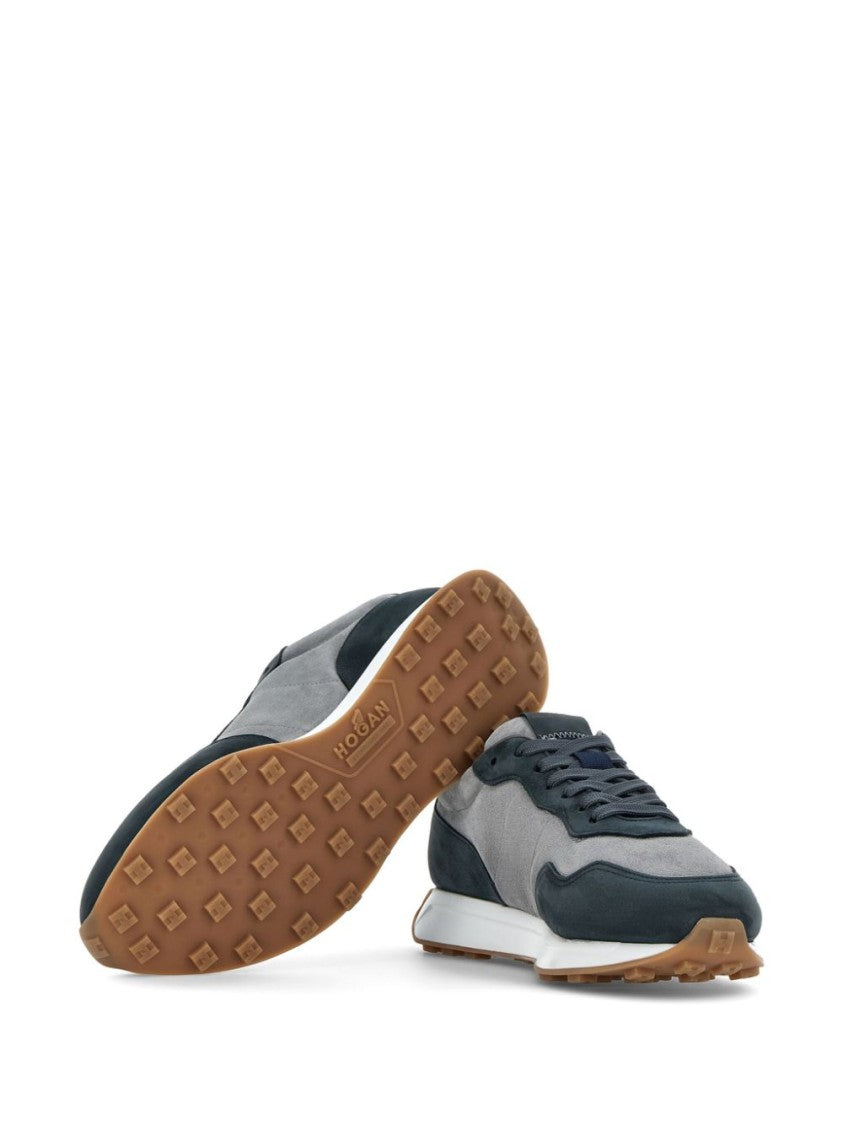 Hogan Grey Suede And Textile Sneakers With Rubber Sole