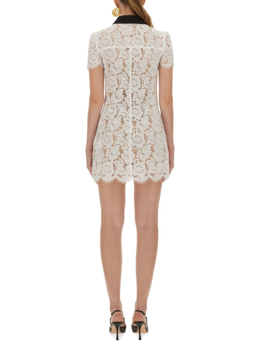 Self-Portrait Intricate Lace Mini Dress With Scalloped Hem