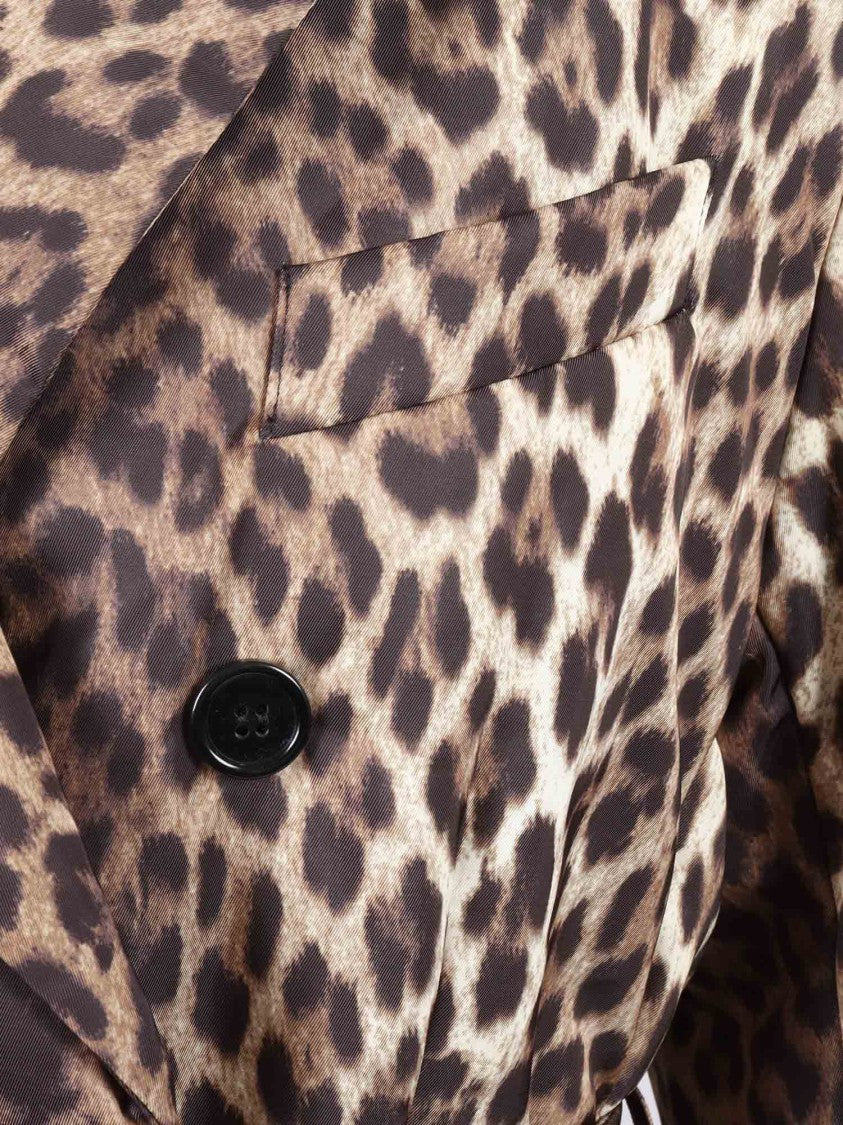 P.A.R.O.S.H. Leopard Print Double-Breasted Jacket With Belted Waist