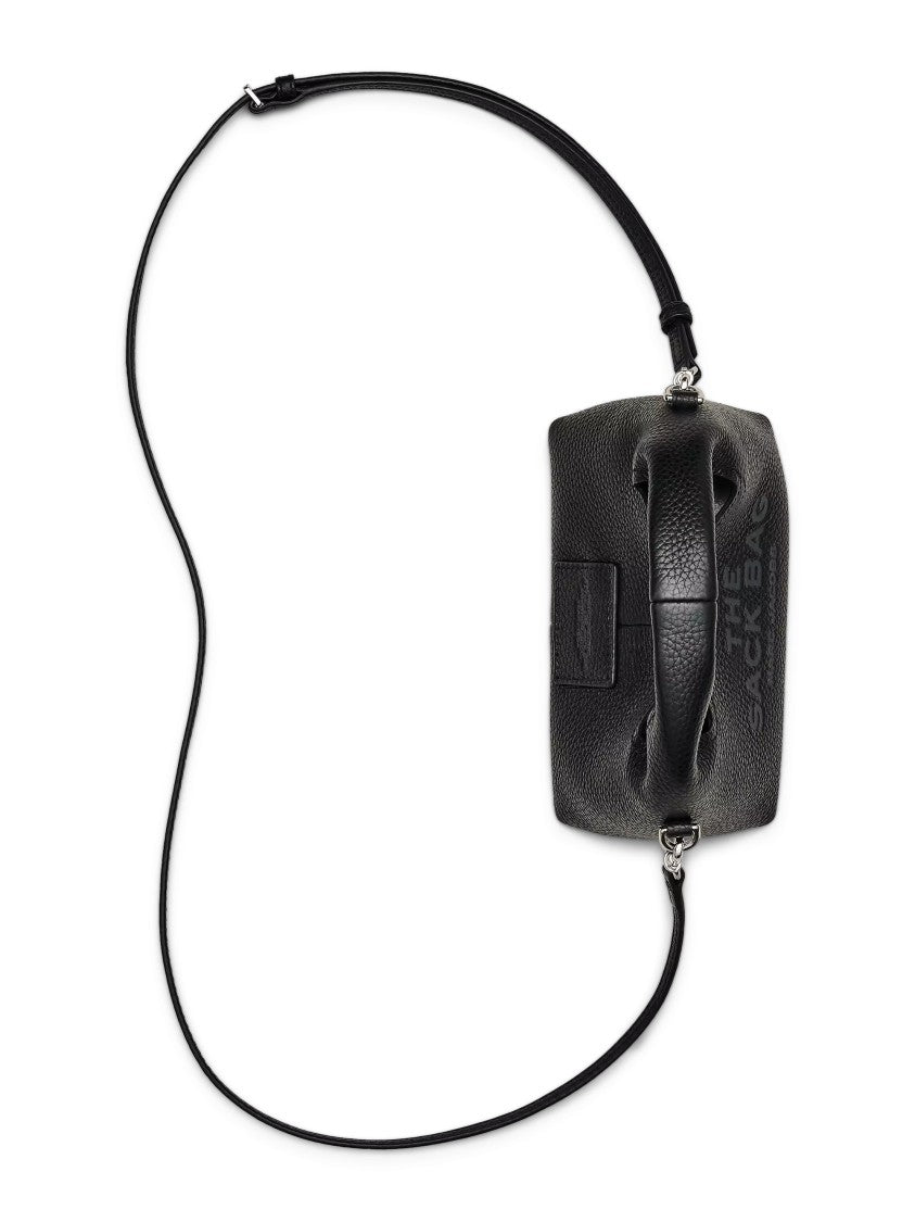Marc Jacobs Compact Structured Crossbody Bag In Textured Black Leather