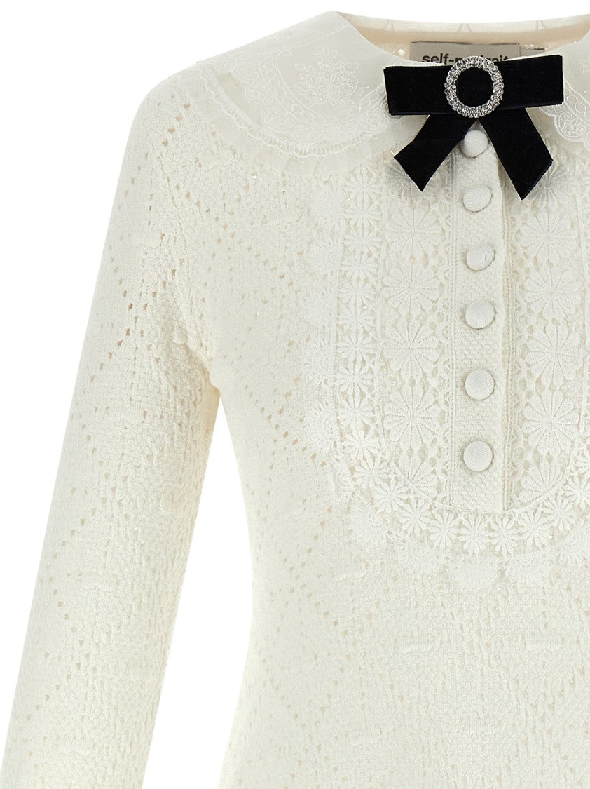Self-Portrait Intricate Openwork Mini Dress