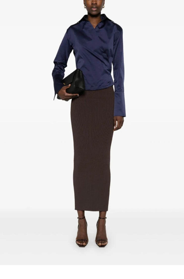 Max Mara Ribbed Maxi Skirt With Fitted Silhouette