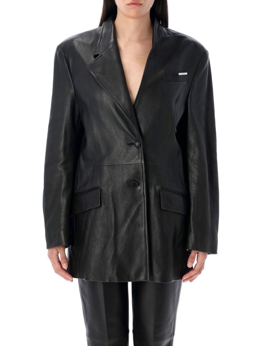 The Attico Structured Black Leather Jacket