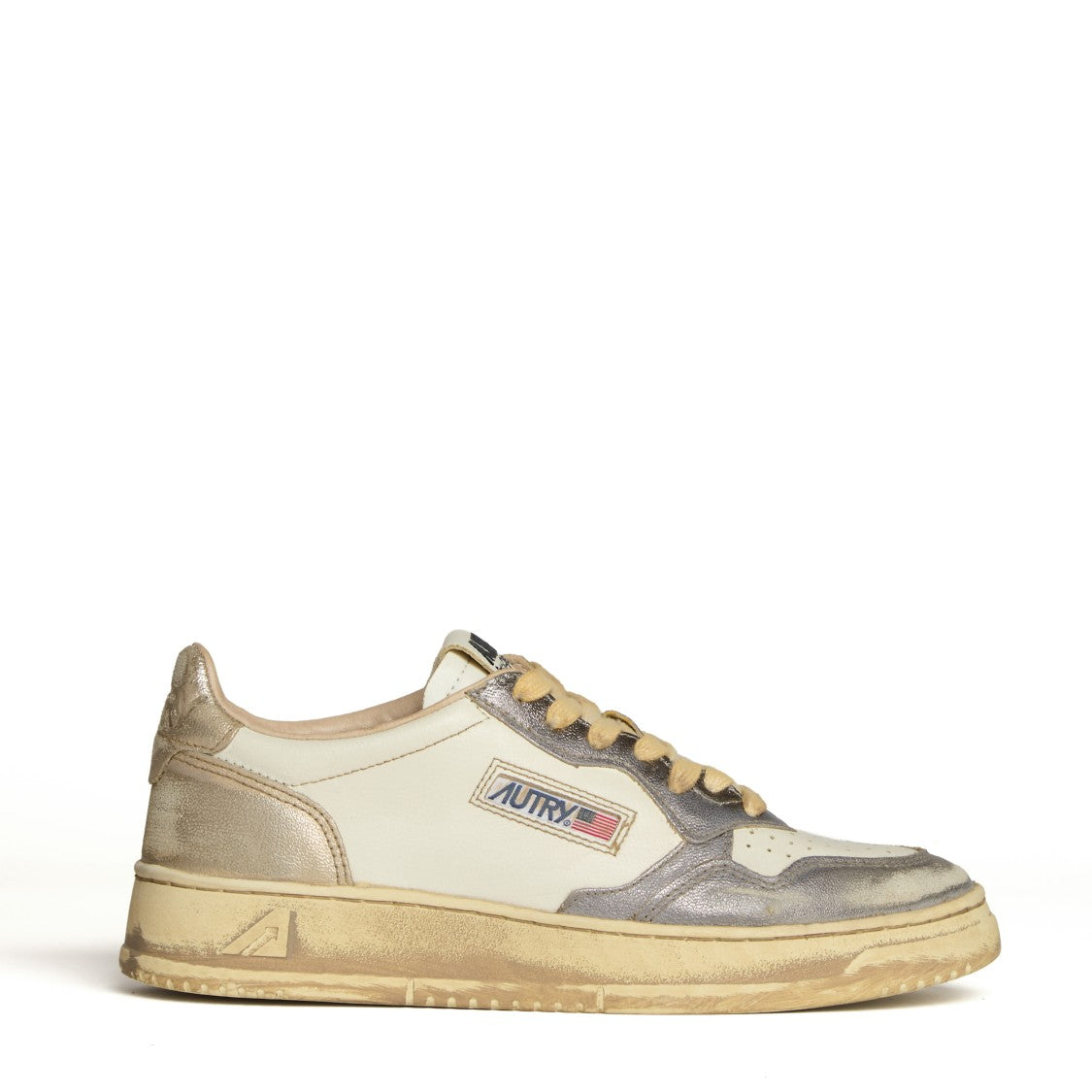 Autry Artisanal Low-Top Sneakers In Platinum And Violet