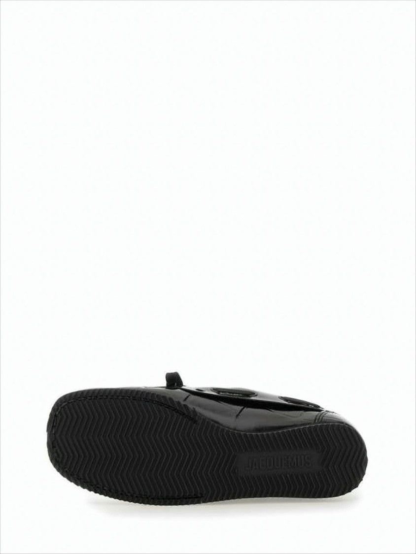 Jacquemus Glossy Black Leather Loafers With Bow Detail