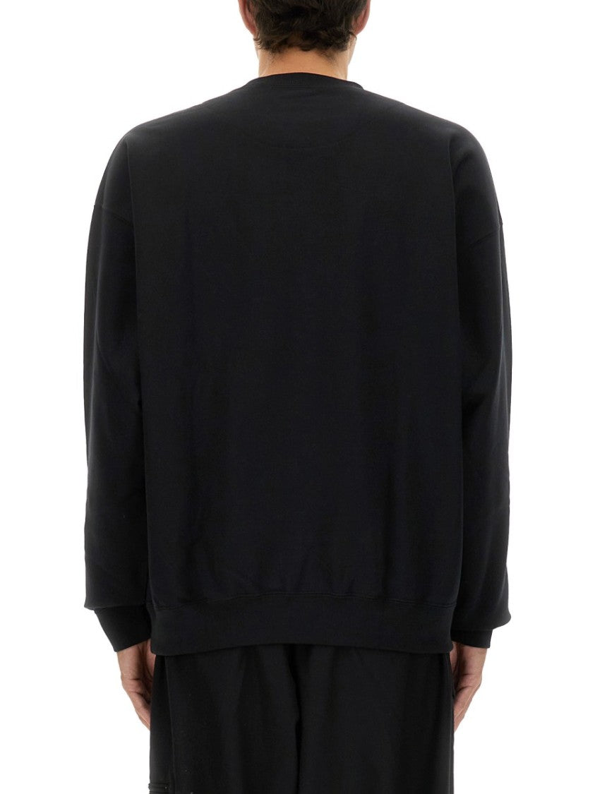 Y-3 Relaxed Fit Black Cotton Sweatshirt With Tonal Logo
