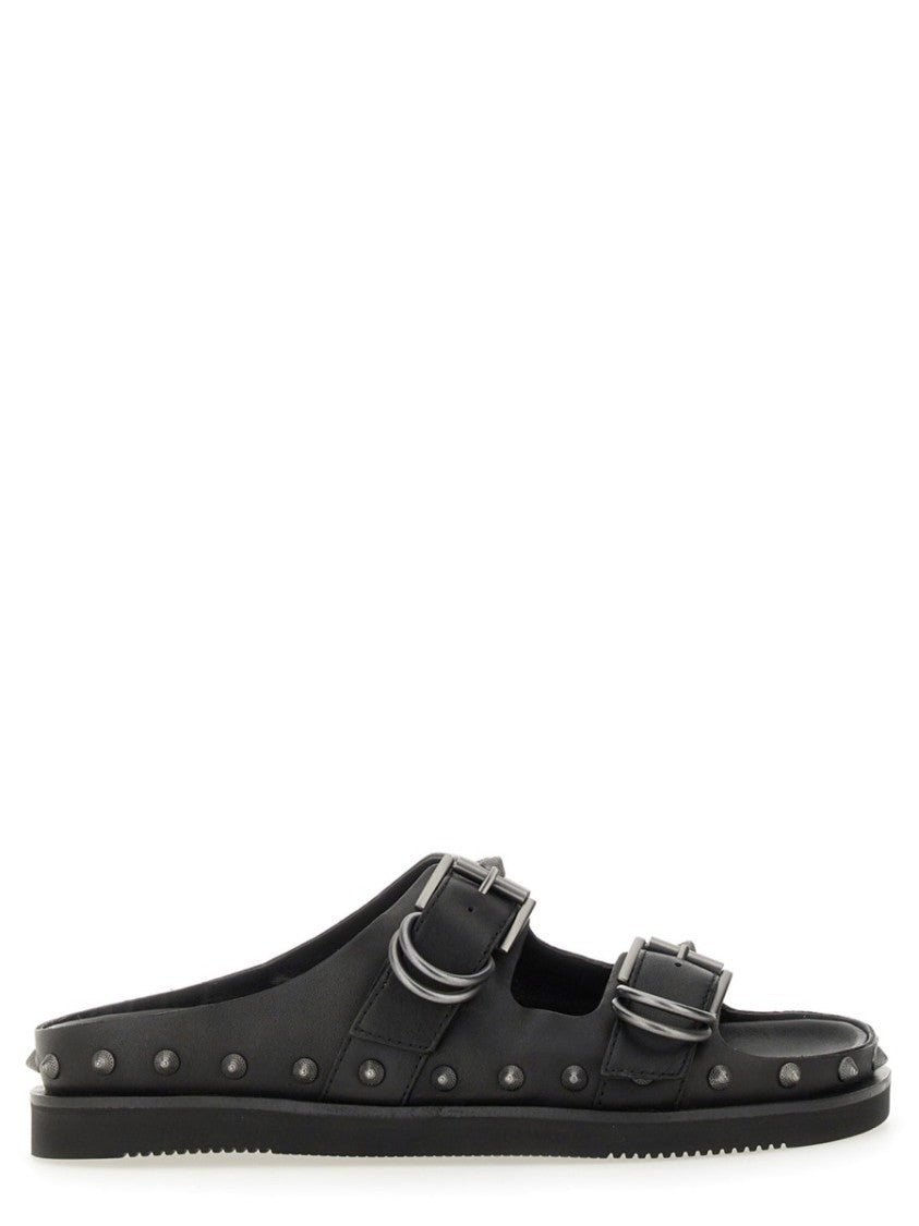 Ash Black Calf Leather "Urus" Sandals