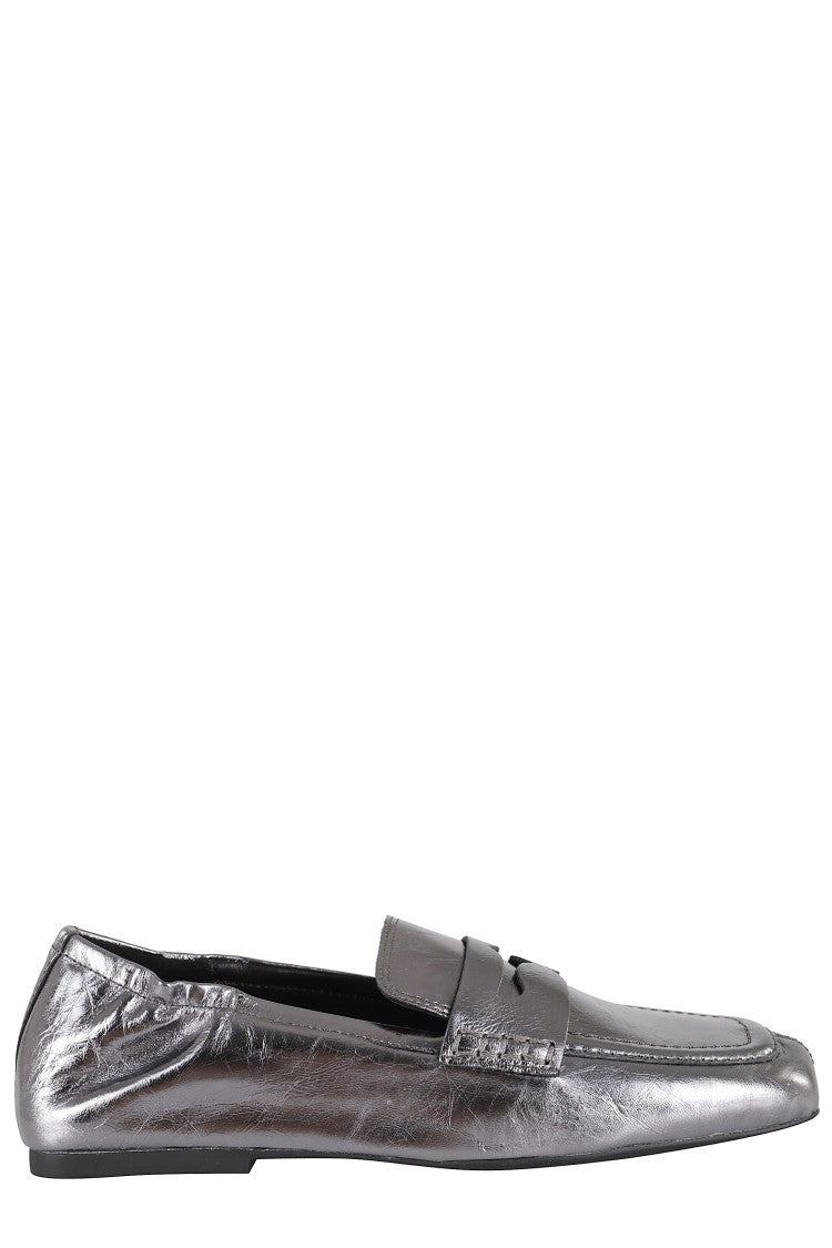 Ash Glossy Metallic Silver Moccasin