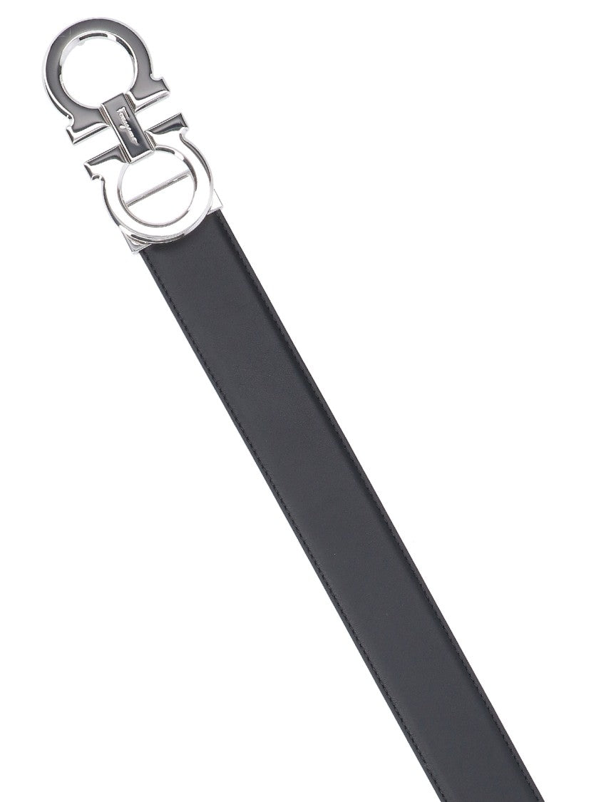 Ferragamo "Gancini" Reversible Belt Black