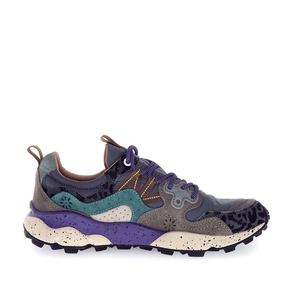Flower Mountain Yamano Sneakers In Spotted Grey/Black/Petrol