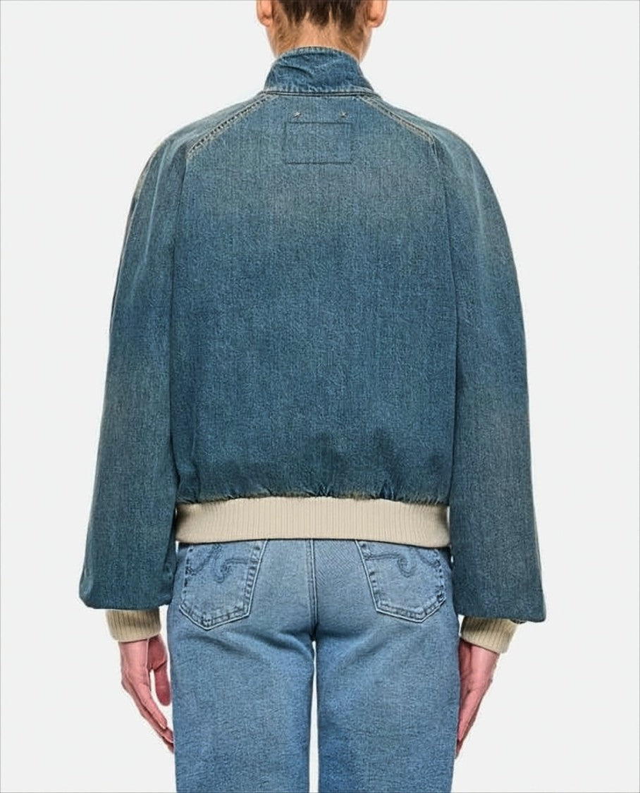 Golden Goose Denim Jacket With Ribbed Knit Cuffs And Relaxed Fit