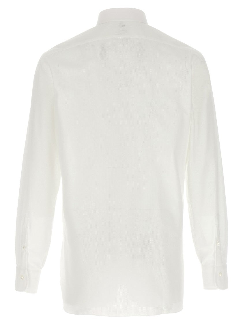 Barba Honeycomb-Pattern Cotton Shirt
