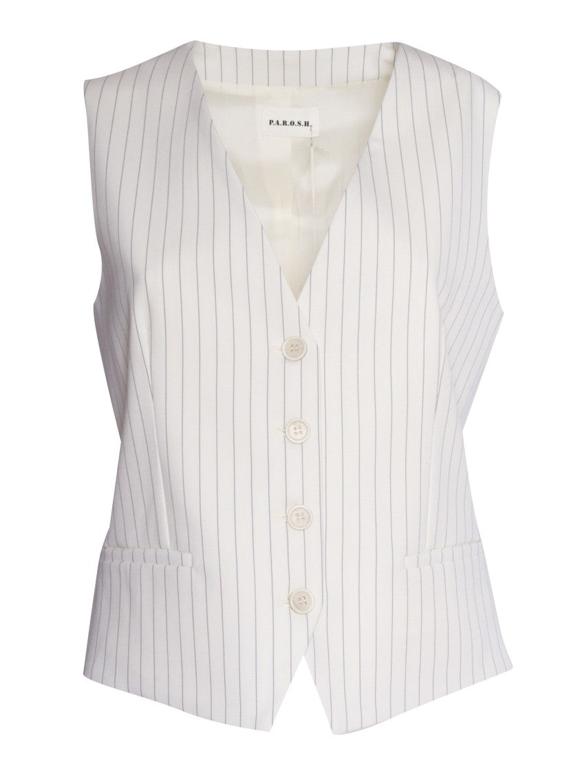 P.A.R.O.S.H. Tailored Gilet With Classic Pinstripe And V-Neckline