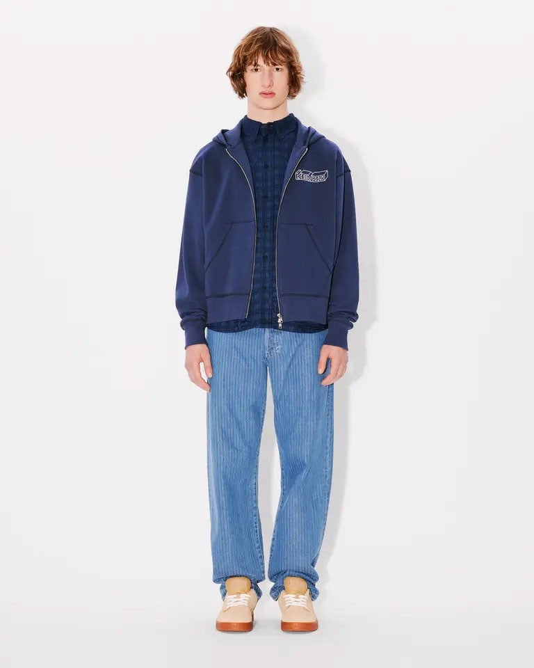 Kenzo Zipped Hoodie With Large Embroidered Logo