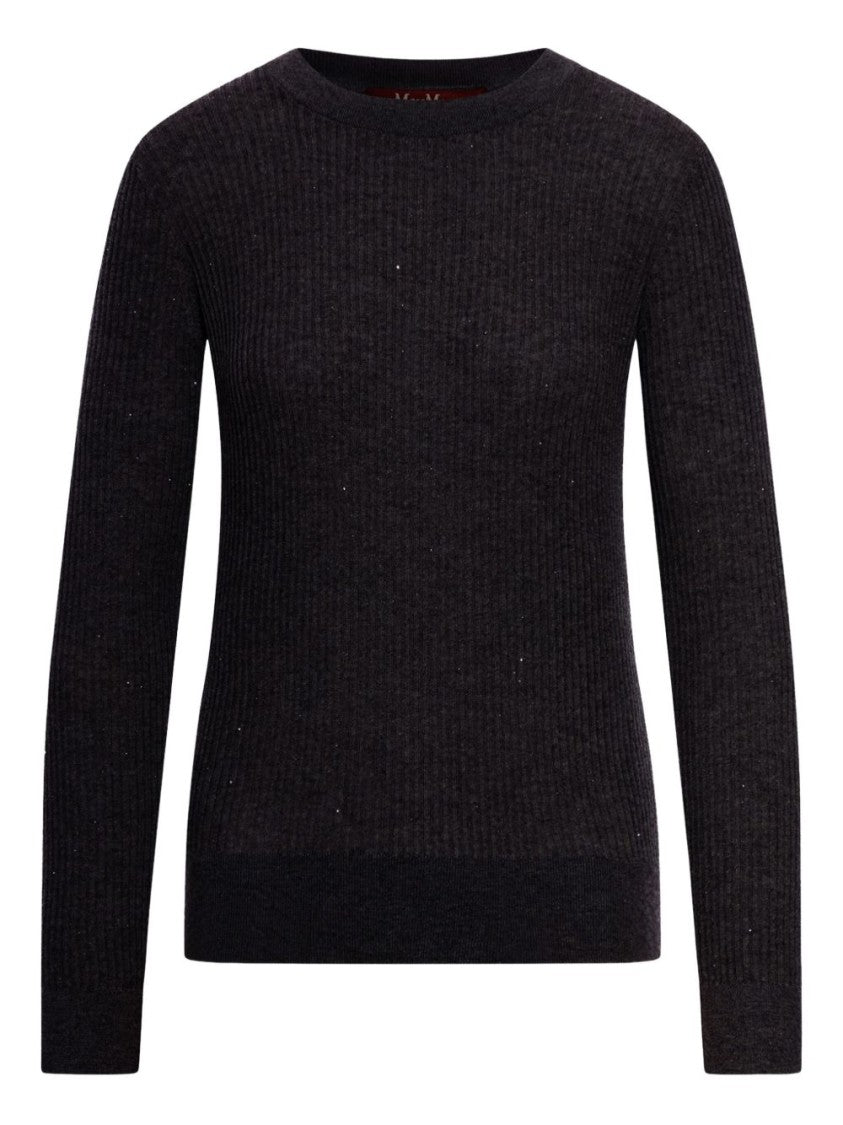 Max Mara Ribbed Black Sweater With Sequin Embellishments