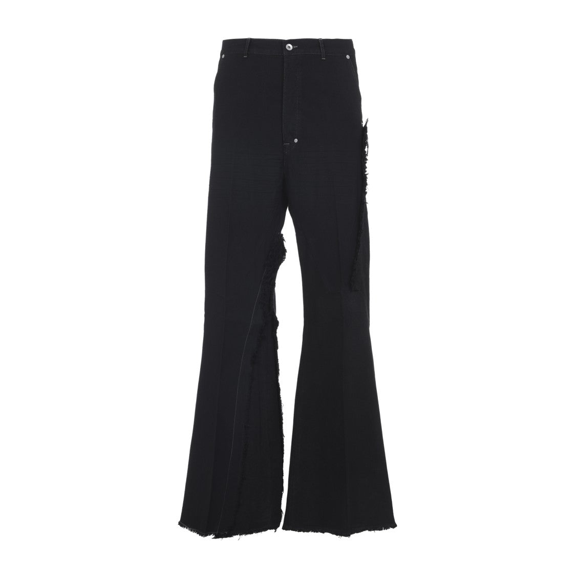Rick Owens Flared Trousers With Raw Edges
