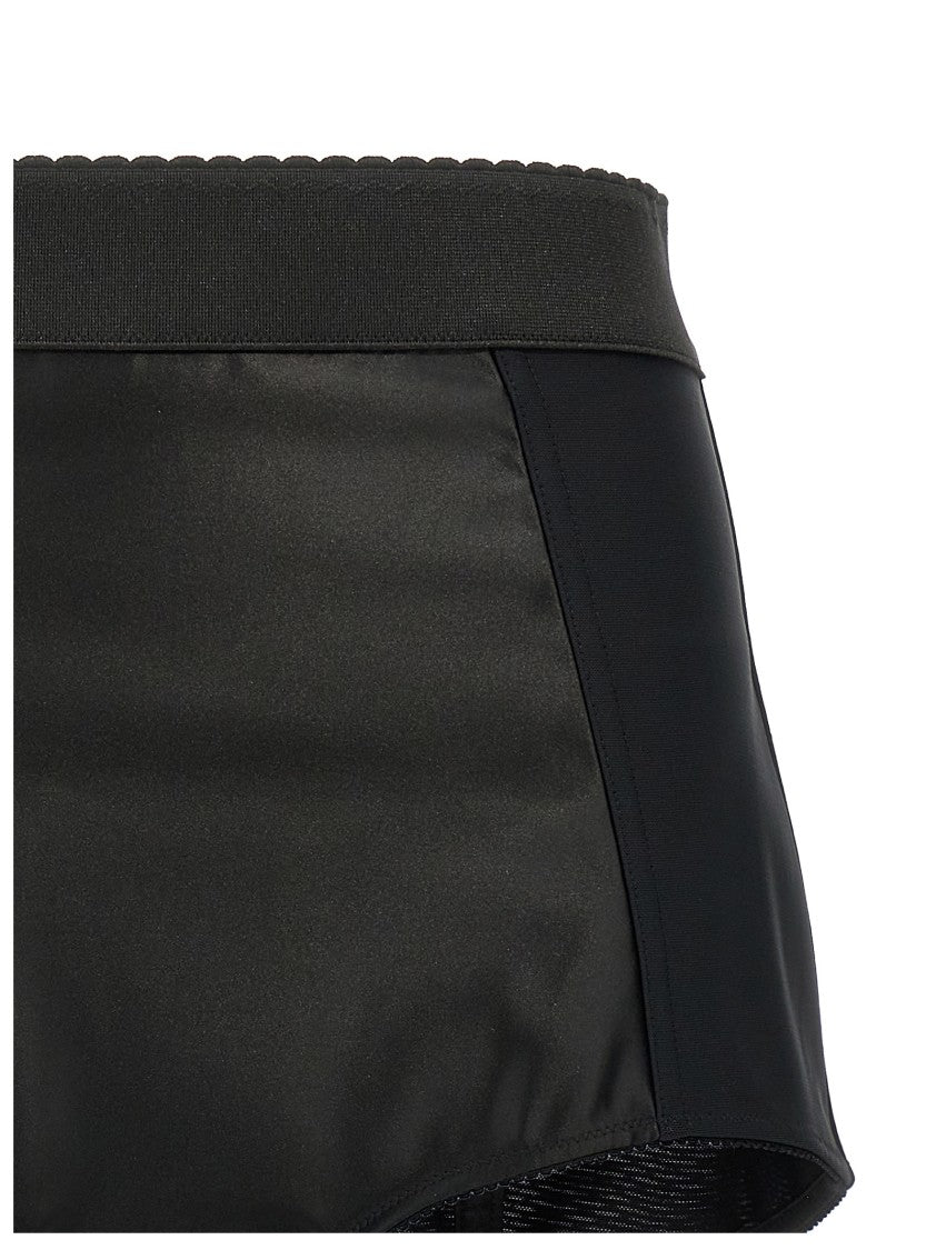 Dolce & Gabbana High-Waisted Satin Culottes With Marquisette Detailing