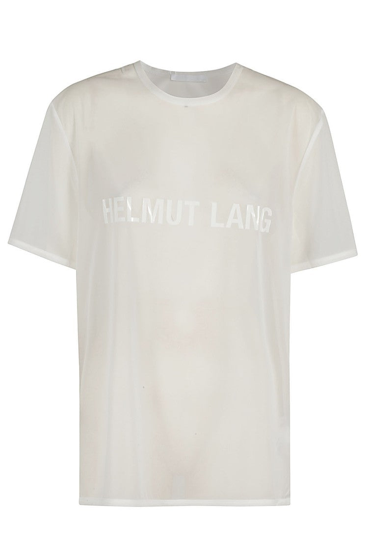 Helmut Lang Transparent Chiffon Logo T-Shirt With Crew Neck
