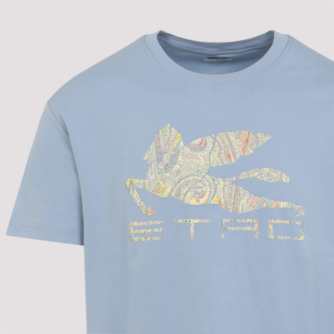 Etro Purple Wisteria Cotton T-Shirt With Multicolor Logo