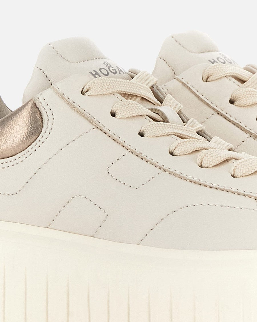 Hogan H-Stripes Ivory/Gold Sneakers