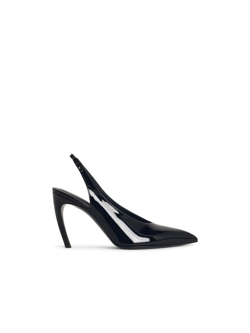 The Attico Slingback 'Viper' In Black Synthetic Paint