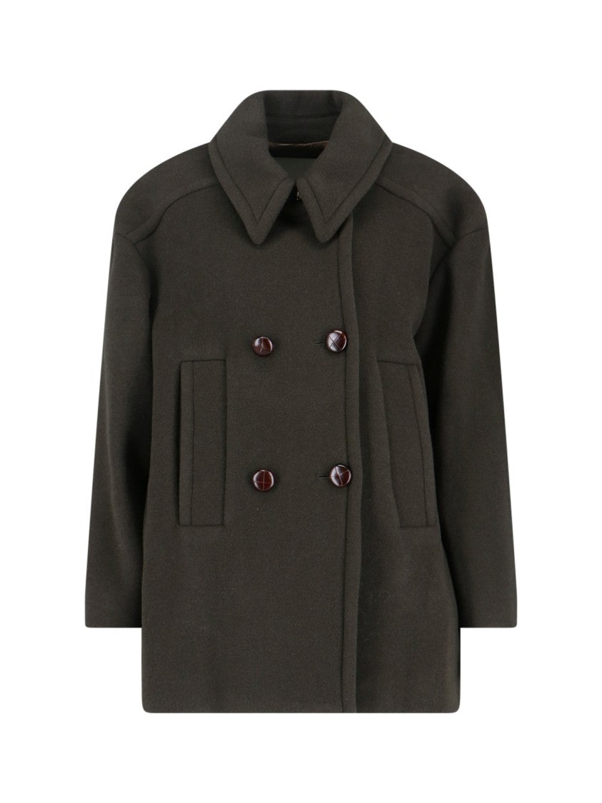 Isabel Marant Double-Breasted Green Jacket With Structured Collar And Large Buttons