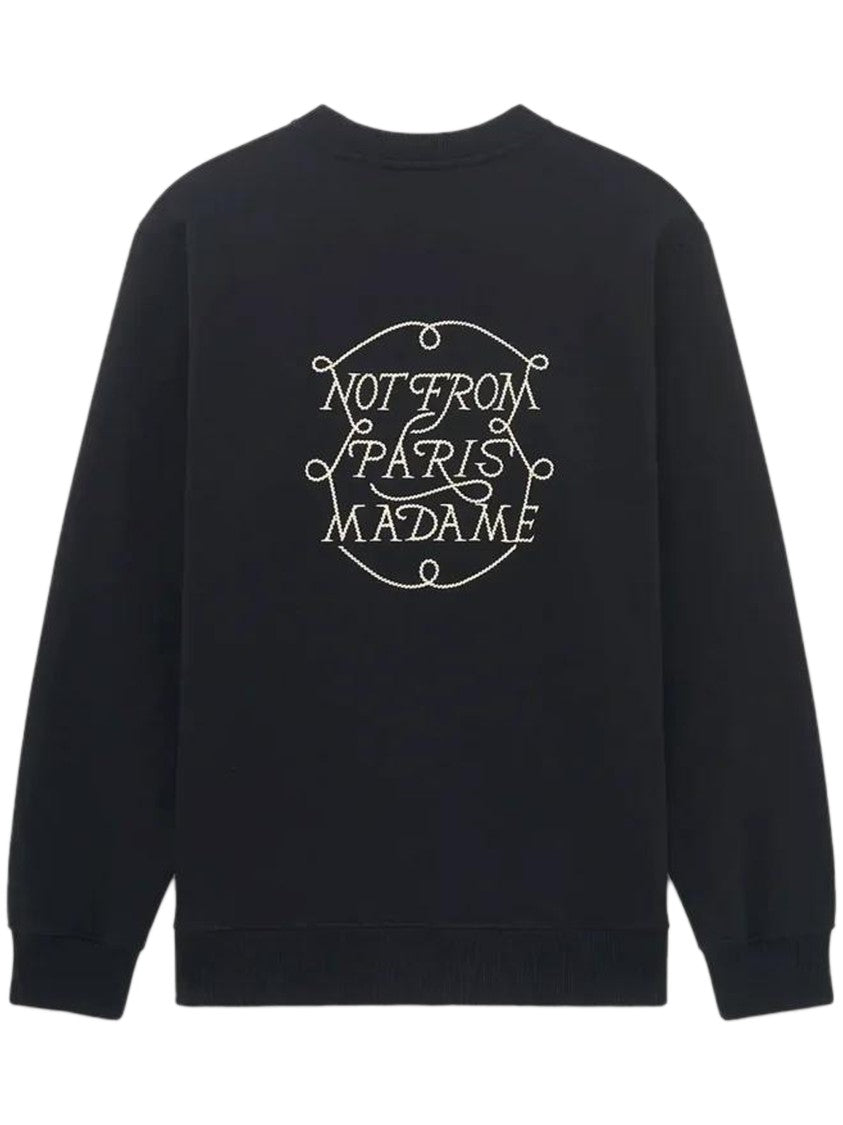 Drôle De Monsieur Braided Slogan Black Sweatshirt With Intricate Texture