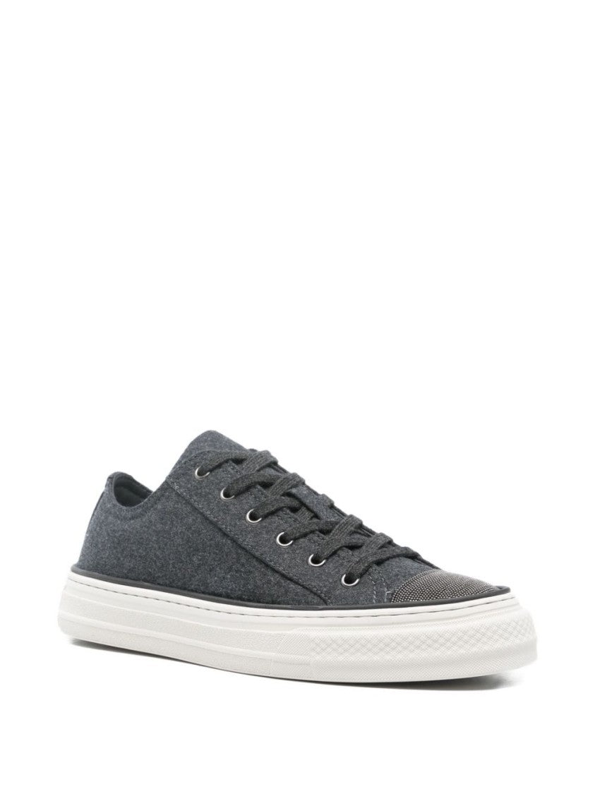 Brunello Cucinelli Sleek Grey Sneakers With Streamlined Silhouette