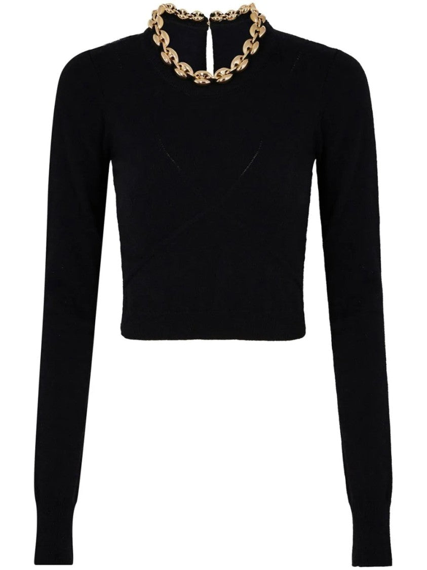 Paco Rabanne Cropped Sweater With Chain Detail