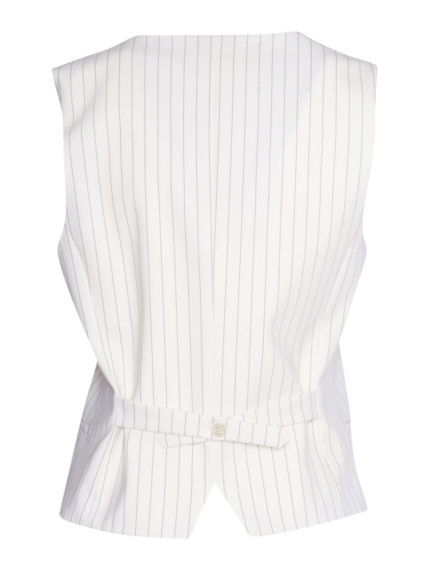 P.A.R.O.S.H. Tailored Gilet With Classic Pinstripe And V-Neckline