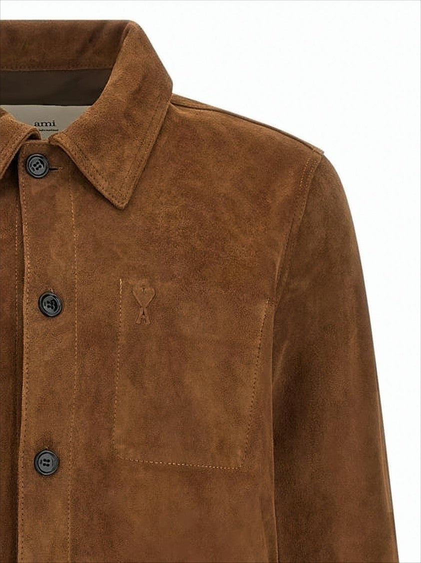 Ami Rich Brown Goat Leather Casual Jacket