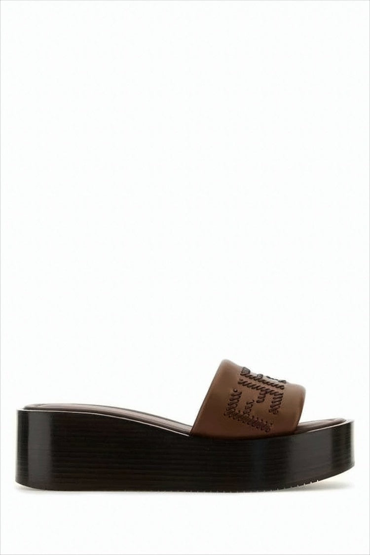 Fendi Intricate Stitched Platform Mule Sandals