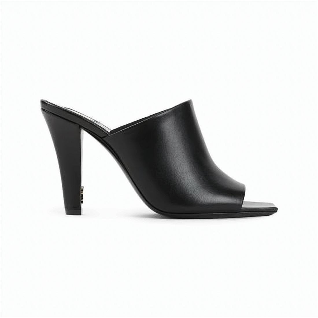 Saint Laurent Peep-Toe High-Heeled Mules With Metallic Accents