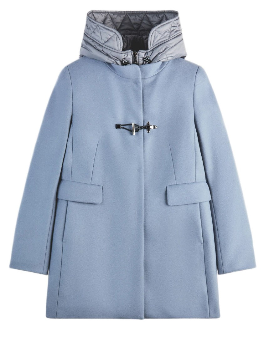 Fay Clear Blue Minimalistic Coat With Structured Collar