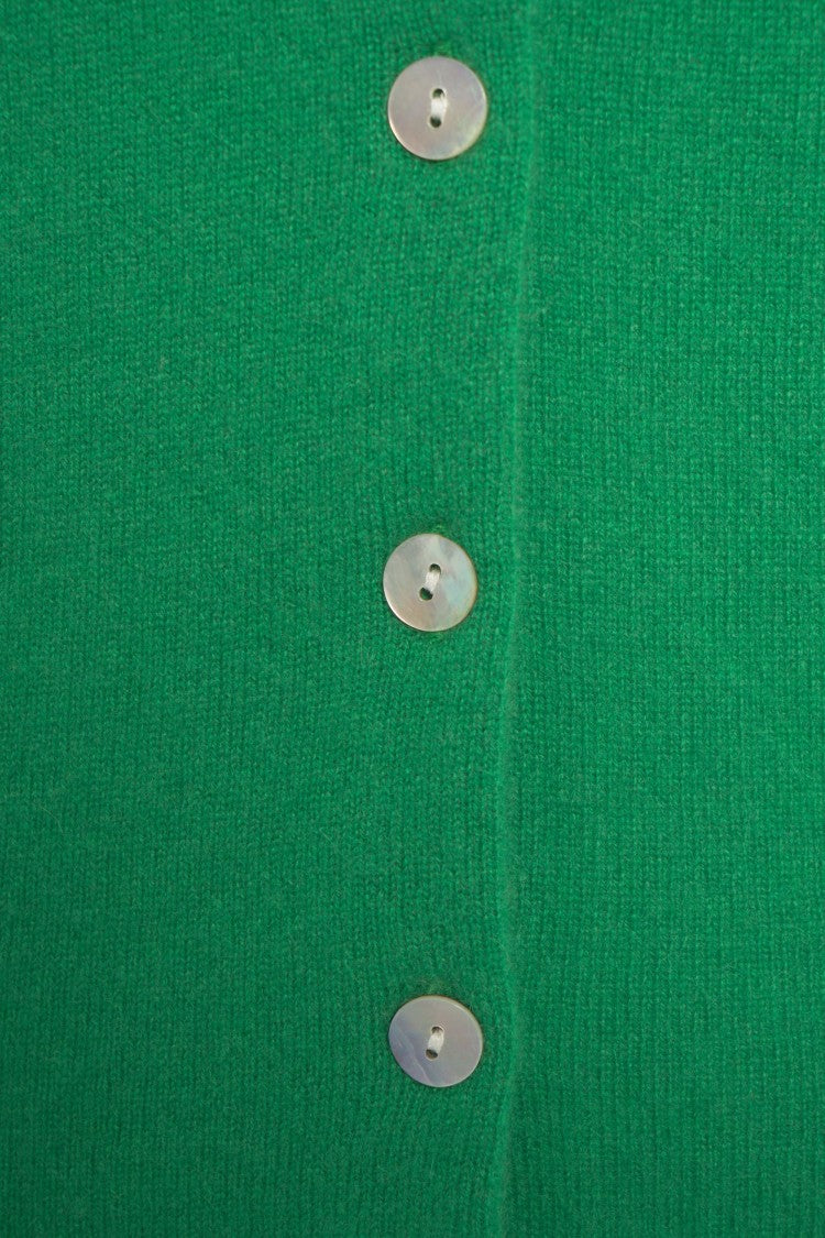 Crush Cashmere Gilet With V-Neck And Button Closure