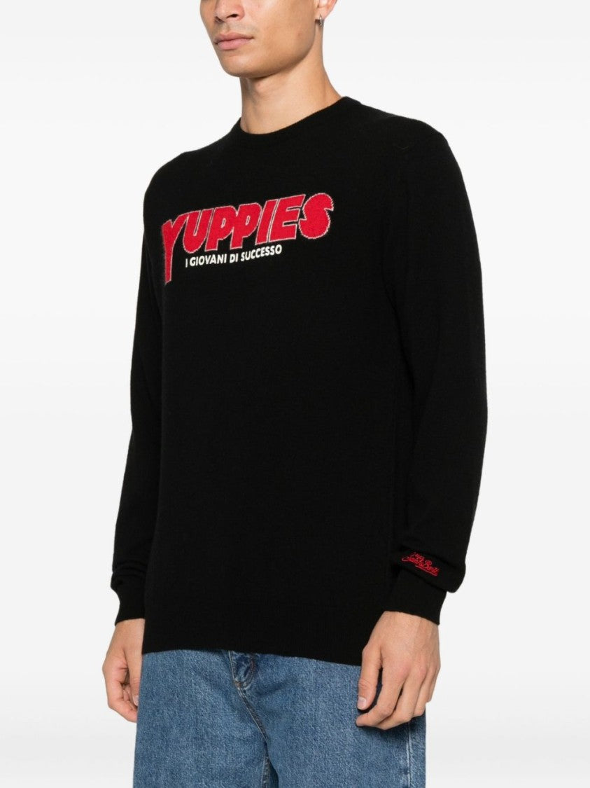 Mc2 Saint Barth Crew Neck Black Sweater