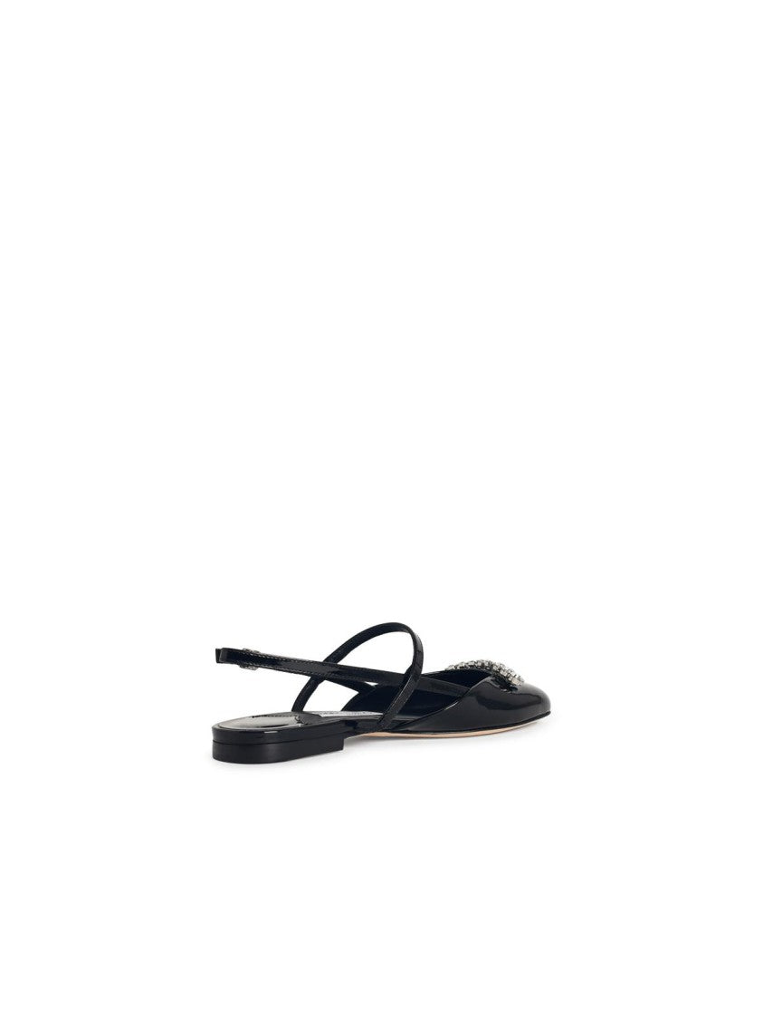 Jimmy Choo Belinda Sb Flat' Black Leather Ballet Flats