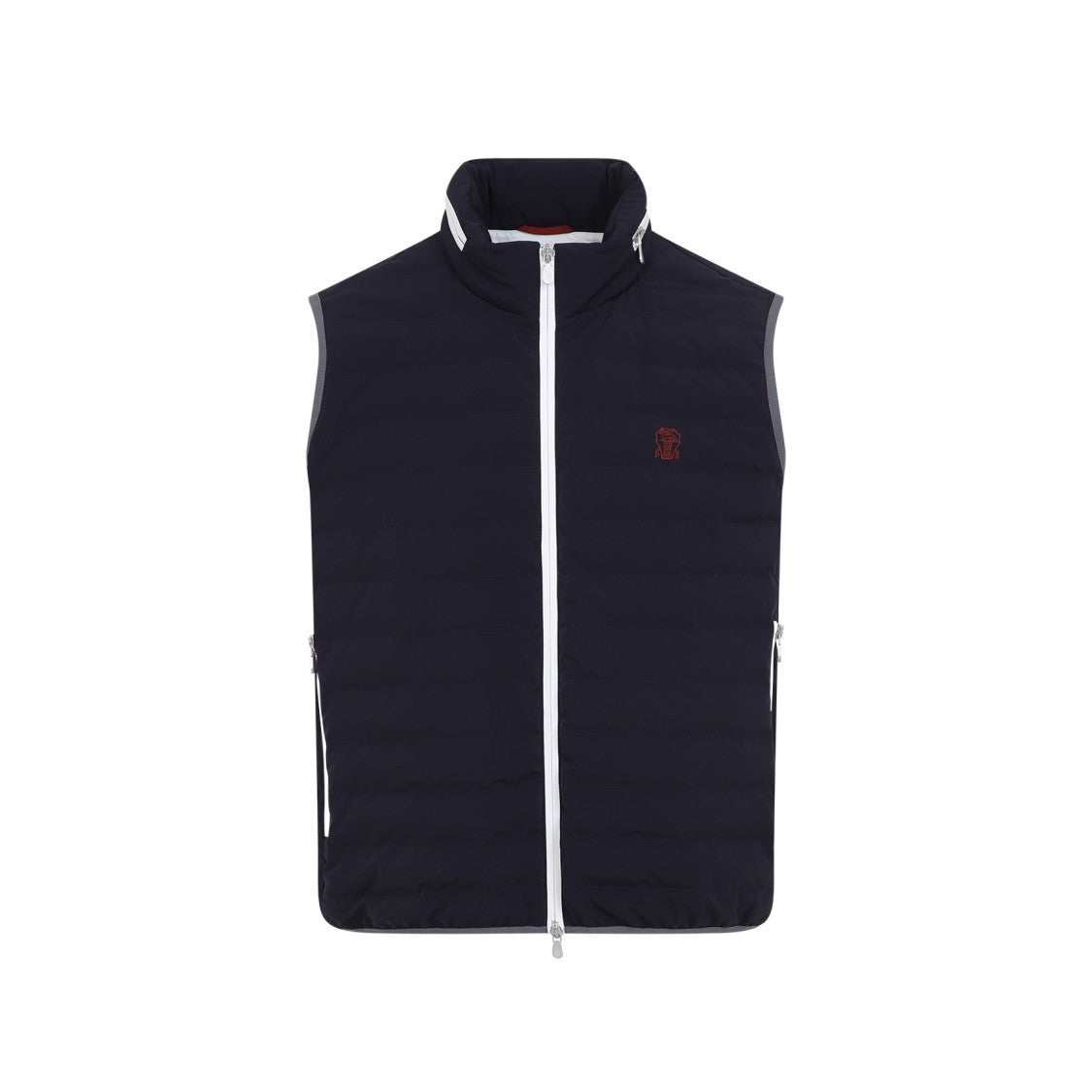 Brunello Cucinelli Quilted Blue Jacket With High Collar