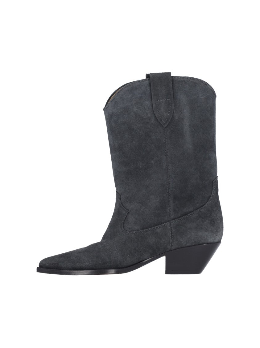 Isabel Marant Mid-Height Block Heel Suede Western Boots