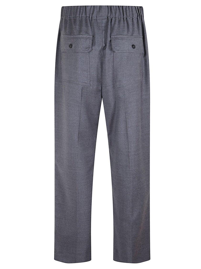 Max Mara Melange Gray Stretch Flannel Trousers With Elastic Waistband