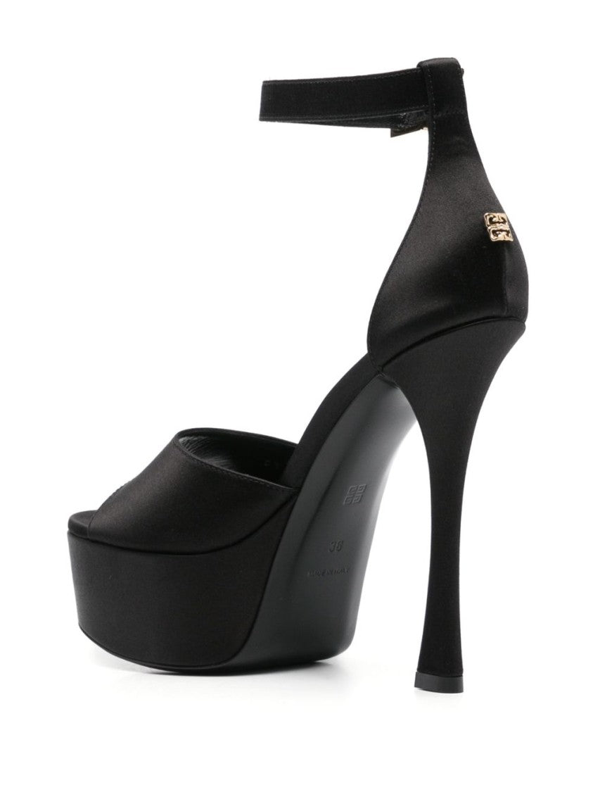 Givenchy Black Platform Sandals With Liquid Viscose-Silk Blend