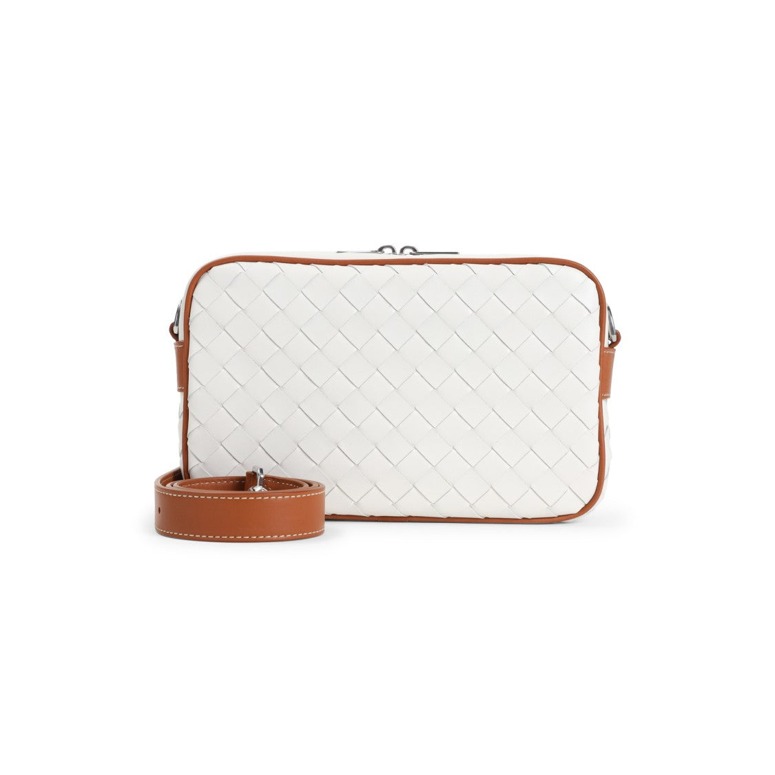 Bottega Veneta Woven Leather Shoulder Bag In Sophisticated White