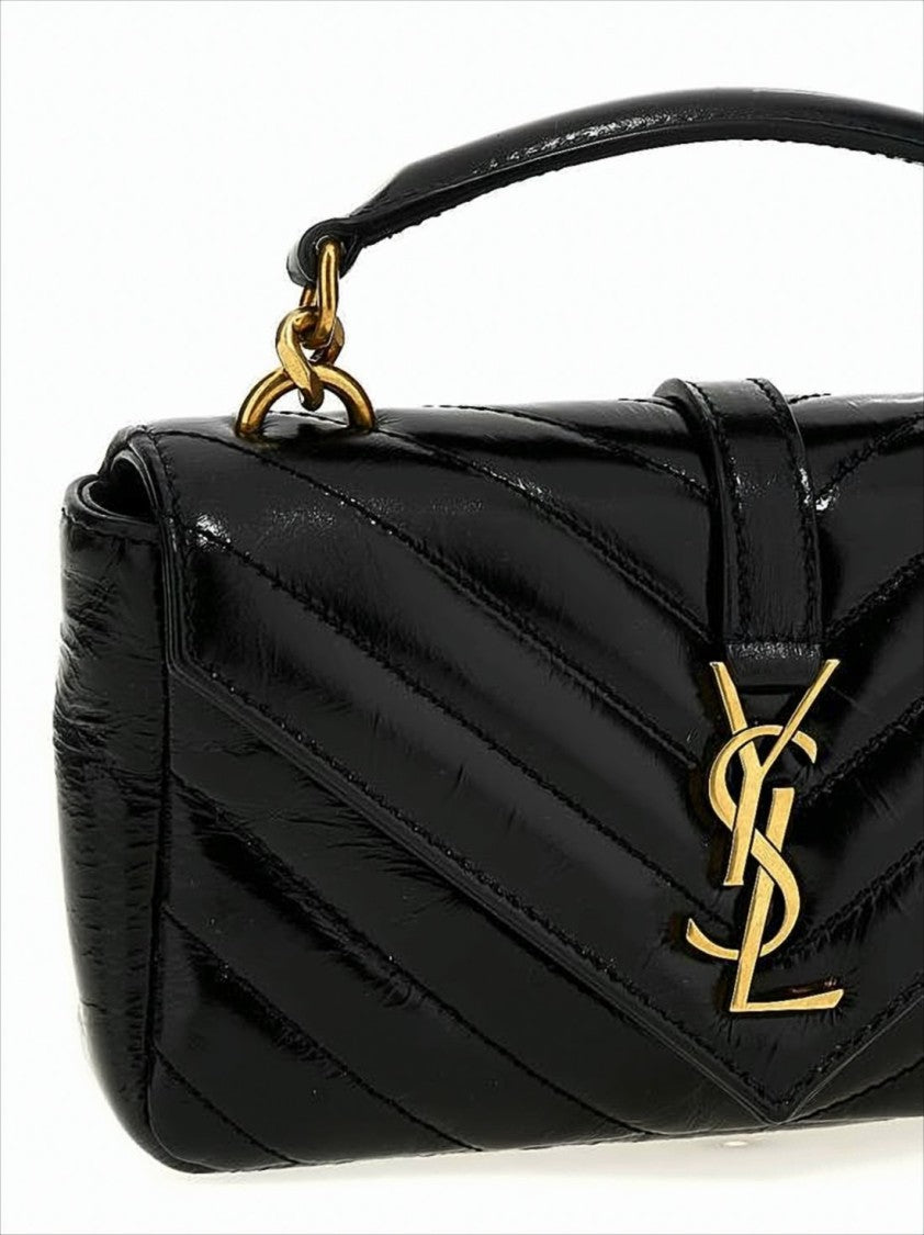 Saint Laurent Lambskin Tote Bag With Quilted Chevron Pattern