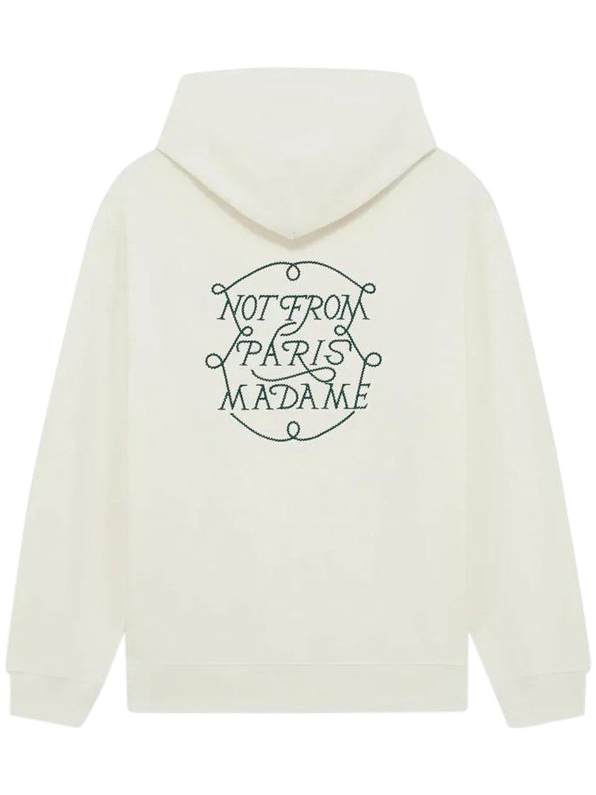 Drôle De Monsieur Cotton Hoodie With Braided Slogan Detail