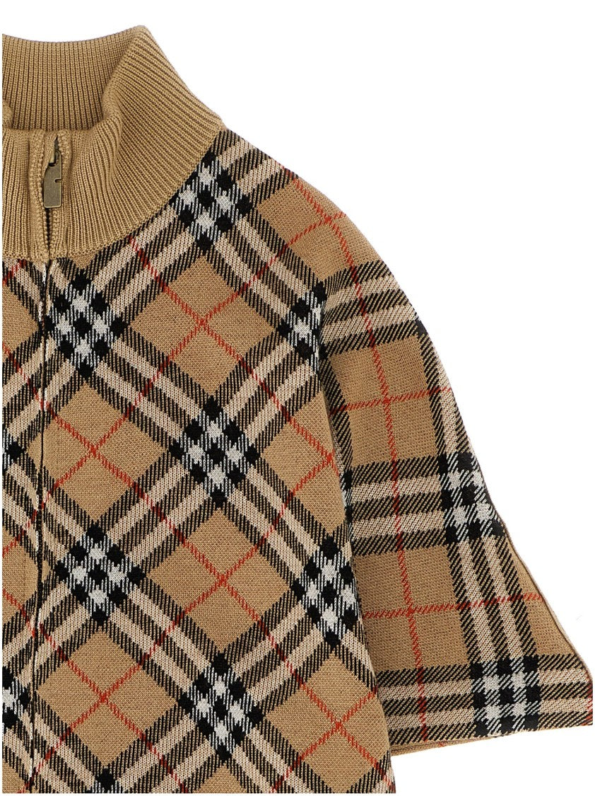 Burberry Wool Cape With Check Jacquard